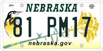 NE license plate 81PM17