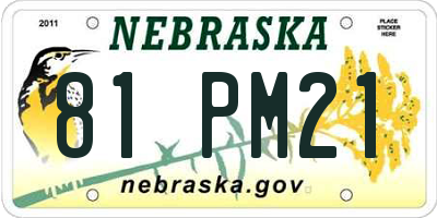 NE license plate 81PM21