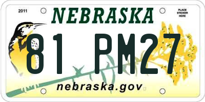 NE license plate 81PM27
