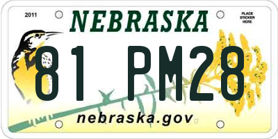NE license plate 81PM28