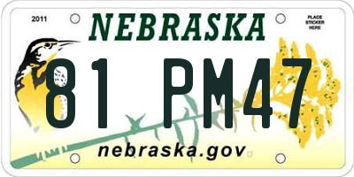 NE license plate 81PM47