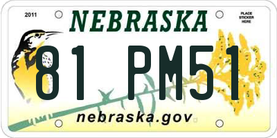NE license plate 81PM51