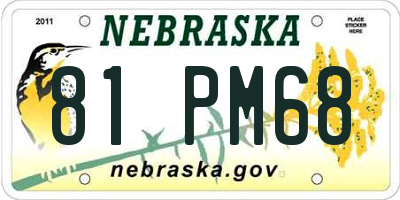 NE license plate 81PM68