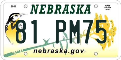 NE license plate 81PM75
