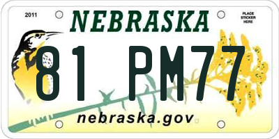 NE license plate 81PM77