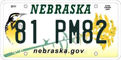 NE license plate 81PM82