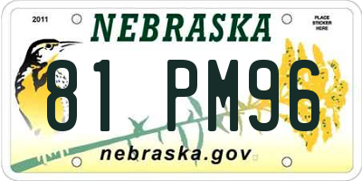 NE license plate 81PM96