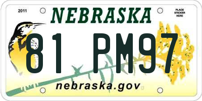 NE license plate 81PM97