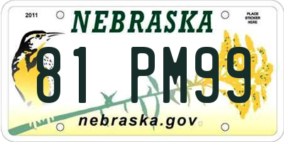 NE license plate 81PM99