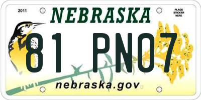 NE license plate 81PN07