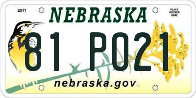 NE license plate 81PO21