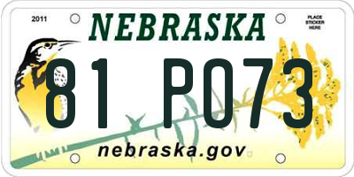 NE license plate 81PO73