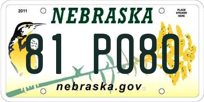 NE license plate 81PO80
