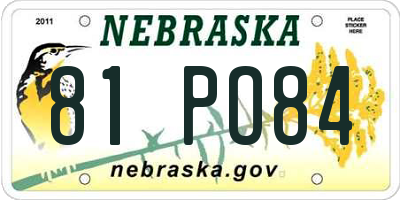 NE license plate 81PO84