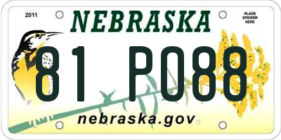 NE license plate 81PO88