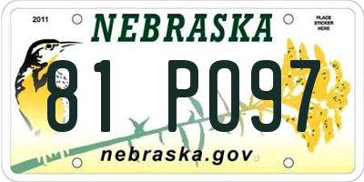 NE license plate 81PO97