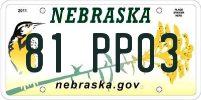 NE license plate 81PP03