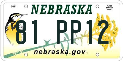 NE license plate 81PP12