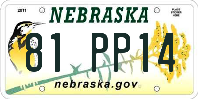 NE license plate 81PP14