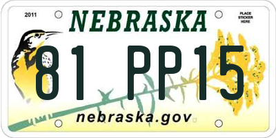 NE license plate 81PP15