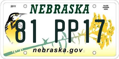 NE license plate 81PP17