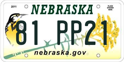 NE license plate 81PP21