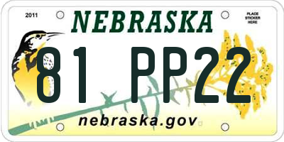 NE license plate 81PP22