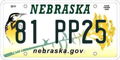 NE license plate 81PP25