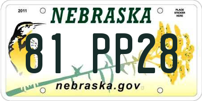 NE license plate 81PP28