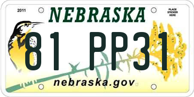 NE license plate 81PP31