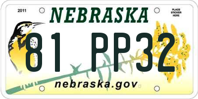 NE license plate 81PP32