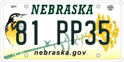 NE license plate 81PP35