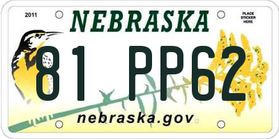 NE license plate 81PP62