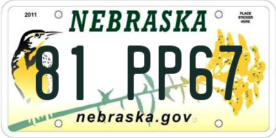 NE license plate 81PP67