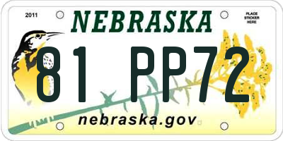 NE license plate 81PP72