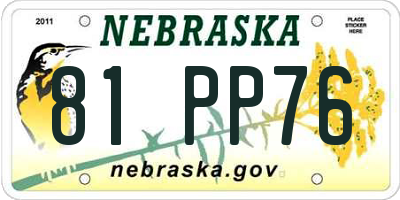 NE license plate 81PP76
