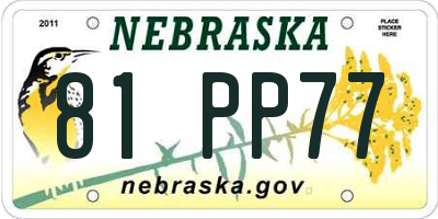 NE license plate 81PP77