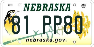 NE license plate 81PP80