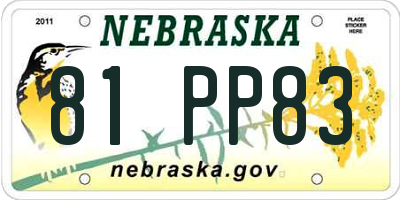 NE license plate 81PP83