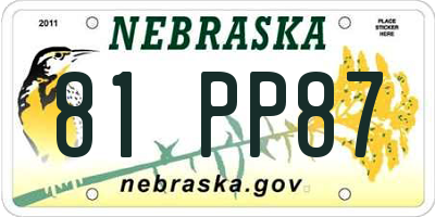 NE license plate 81PP87
