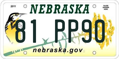 NE license plate 81PP90