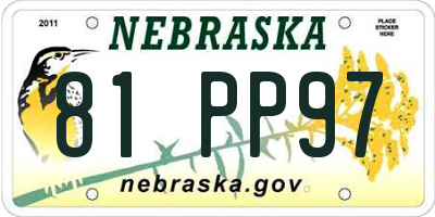 NE license plate 81PP97