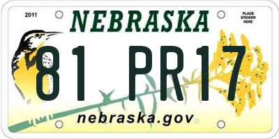 NE license plate 81PR17