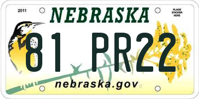 NE license plate 81PR22