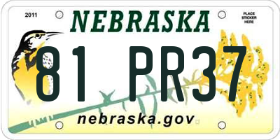 NE license plate 81PR37