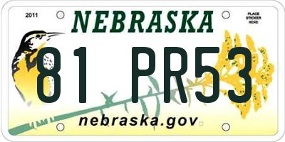 NE license plate 81PR53