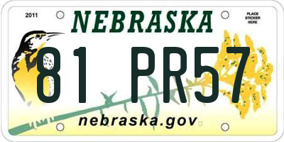NE license plate 81PR57