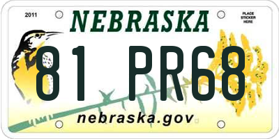 NE license plate 81PR68