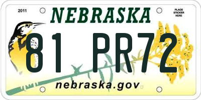 NE license plate 81PR72