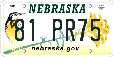 NE license plate 81PR75